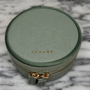 Sezane Green Jewelry Case with Gold Accents